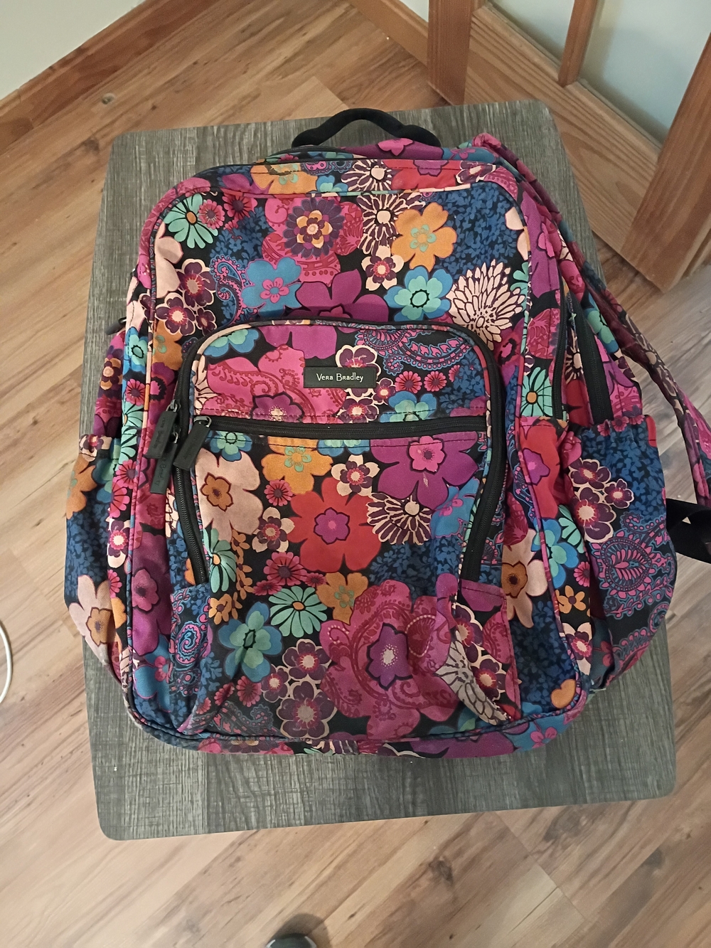 Vera Bradley Bright Floral Quilted Backpack in Pink, Purple, Teal and Orange